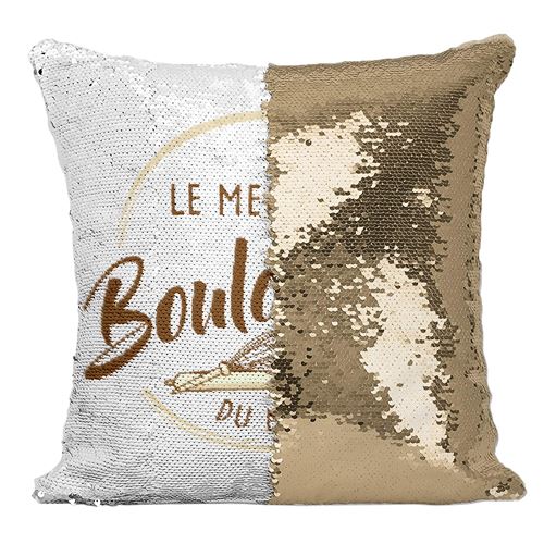 Fabulous Housse de Coussin à Sequin - Paillettes Doré Le Meilleur Boulanger du Monde [40 x 40 cm]