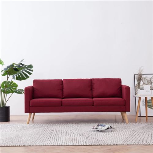 Vidaxl canap&eacute; &agrave; 3 places tissu rouge bordeaux 281364