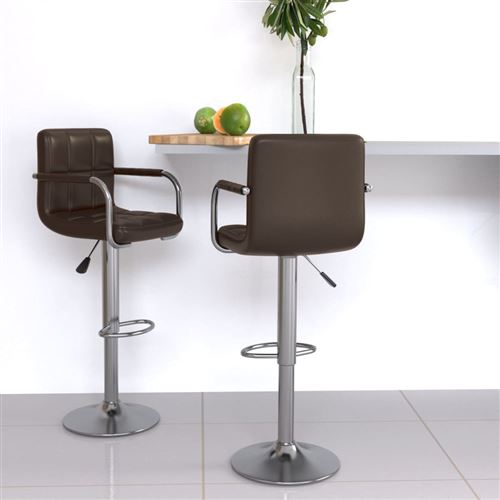 vidaXL - Tabourets de bar - Lot de 2 - Marron - Image 3