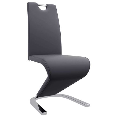 vidaXL Chaises à dîner avec forme de zigzag 2 pcs Gris Similicuir