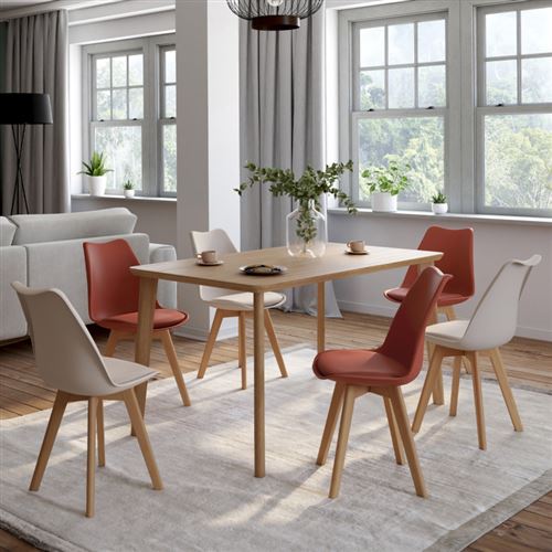 Chaises scandinaves terracotta et beige