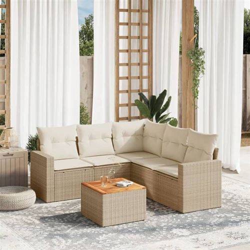 Non Communiqué Beige Salon De Jardin Modulable Vidaxl Rotin 6 Pieces 62 X 62 X 69 Cm