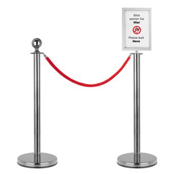 Système De Guidage Stagecaptain PLS-150 - 2 Poteaux Argentés + Corde Rouge 1,5m - Pour Événements