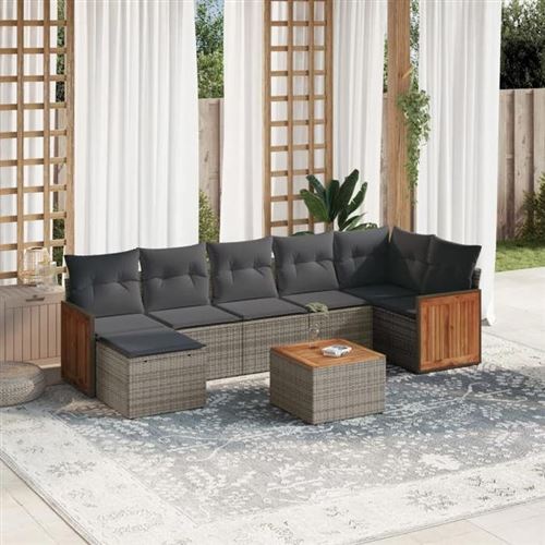 Vidaxl Gris Salon De Jardin Modulable Rotin 8 Pieces X 59 X 69 7 Personnes - Image 2
