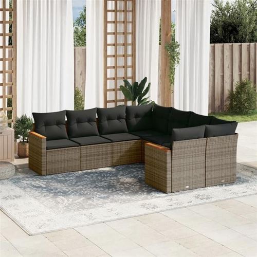 Non Communiqué Gris Vidaxl Salon De Jardin Avec Coussins 8 Pcs, Canapés De Terrasse, Ensemble De Meubles De Patio, Mobilier D'extérieur, 3226557