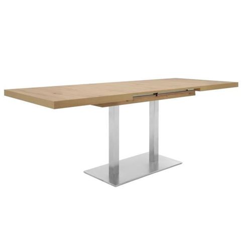 ORLANDO Table a manger a rallonge - Style contemporain - Decor chene sonoma et alu - L 120-200 x P 80 x H 75 cm