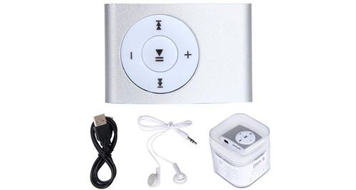 Mini lecteur mp3 usb prend en charge la carte micro sd tf de 32 go avec casque - argent