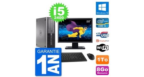 Pc hp compaq 6200 pro sff ecran 22" i5-2400 ram 8go disque 1to windows 10 wifi