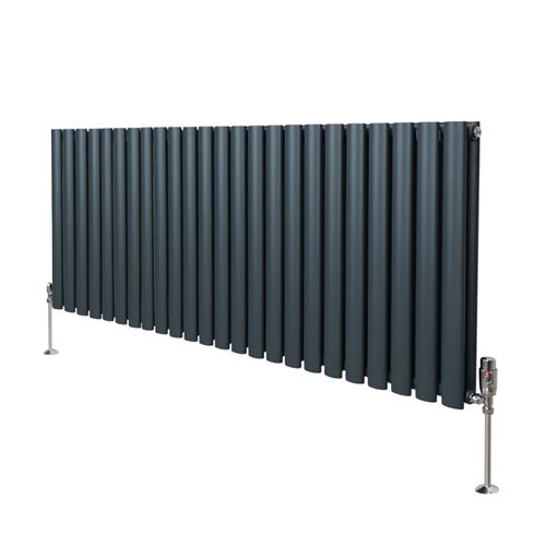 Monstershop Oval Column Radiator & Valves - 600mm x 1440mm – Anthracite Grey
