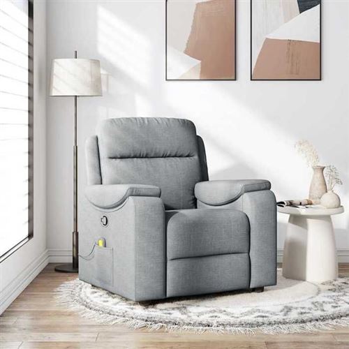 Vidaxl Gris/Clair Fauteuil De Massage Inclinable - Tissu - Image 3