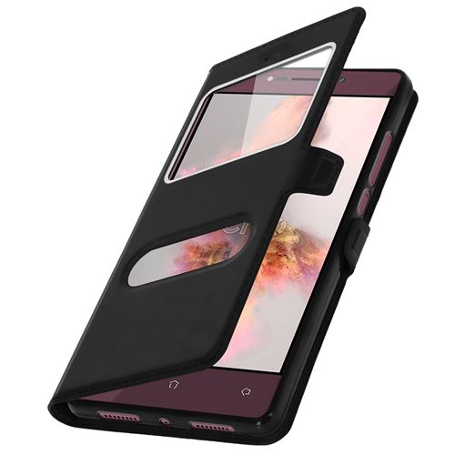 Housse Echo Holi Etui Double Fenêtre Coque Silicone Gel - noir