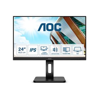 AOC 24P2Q - Écran LED - 24" (23.8" visualisable) - 1920 x 1080 Full HD (1080p) @ 75 Hz - IPS - 250 cd/m² - 1000:1 - 4 ms - HDMI, DVI, DisplayPort, VGA - haut-parleurs - noir