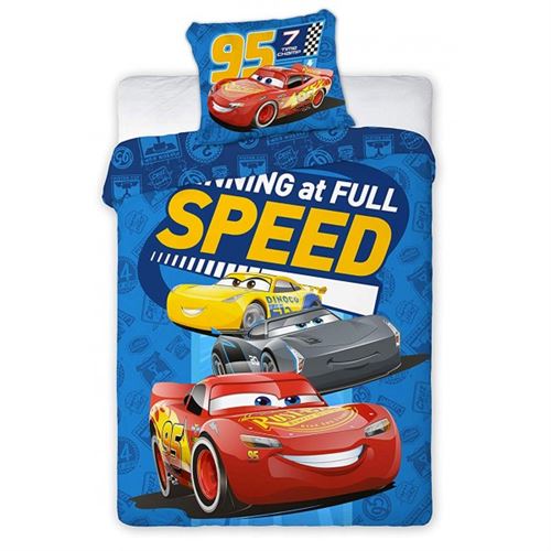 Cars Disney Blue - Parure de lit enfant voiture - Housse de Couette Coton