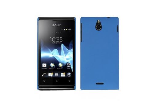 Coque rigide Bleue pour Sony Xperia E aspect mat toucher rubber gomme