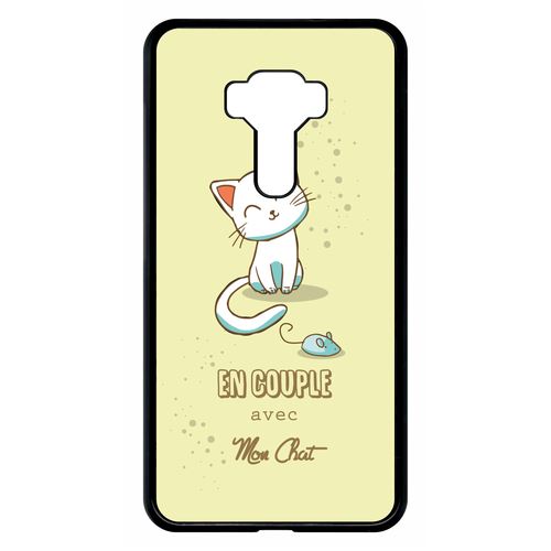Coque Asus Zenfone 3 Ze552kl En Couple Avec Mon Chat Fond Jaune 2