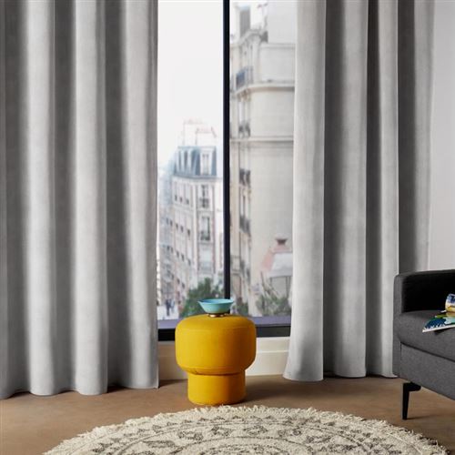 HomeMaison Rideau Uni Esprit Loft, Polyester, Gris, 260x140 cm