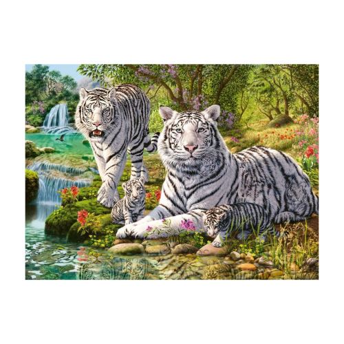 Puzzle 500 pièces Ravensburger Famille de tigres blancs