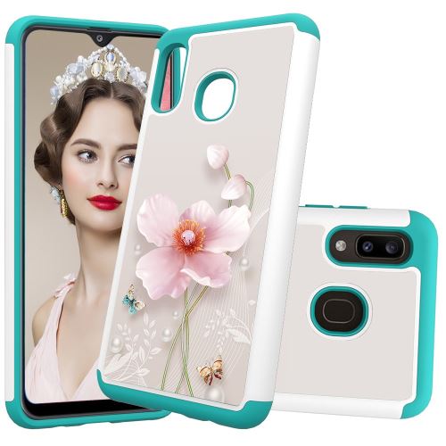 Coque en TPU Impression de motifs antichoc hybride détachable 2 en 1 Belle fleur pour votre Samsung Galaxy A20/Galaxy A30