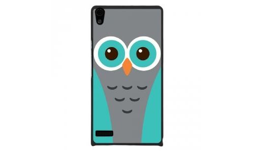 Coque rigide pour Huawei Ascend P6 avec impression Motifs chouette bleue et grise