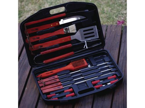 accessoire barbecue barbuc 3 - 18 pièces - rouge/noir