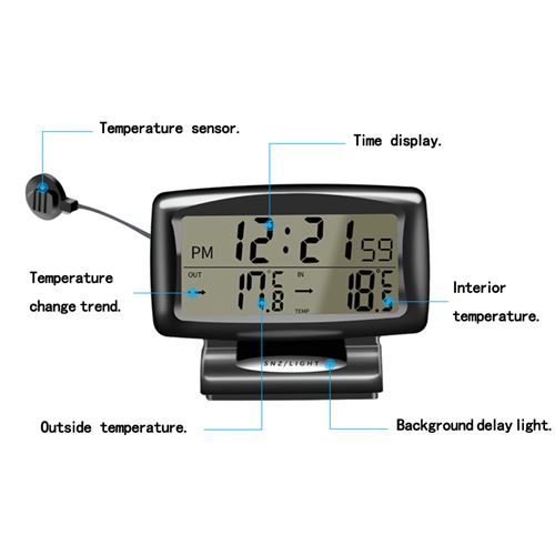 Generic Horloge numérique LCD pour voiture thermomètre et