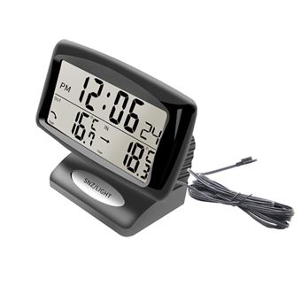 Thermomètre voiture int/ext, alarme gel, horloge NEUF - Équipement