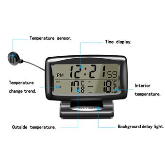 7€09 sur Nouvelle 2 en 1 voiture automatique Thermomètre Horloge Calendrier  Ecran LCD Kiliaadk480 - Pièces détachées pour téléphonie mobile - Achat &  prix