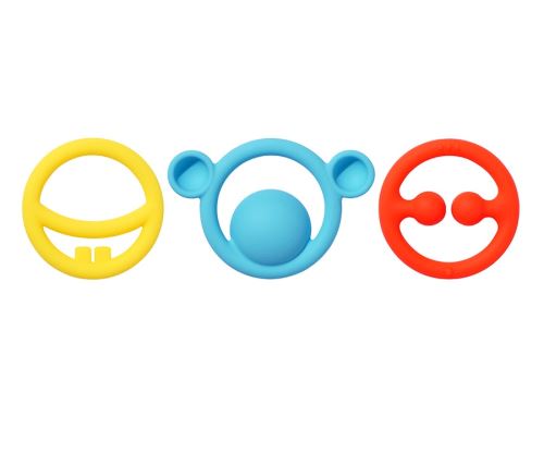 Set de 3 anneaux de dentition tactiles Jaune, Rouge et Bleu NIGI, NAGI & NOGI - MOLUK