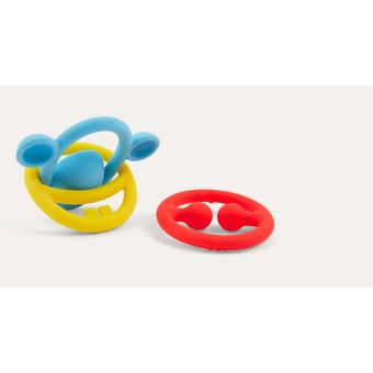 Set de 3 anneaux de dentition tactiles Jaune, Rouge et Bleu NIGI, NAGI & NOGI - MOLUK