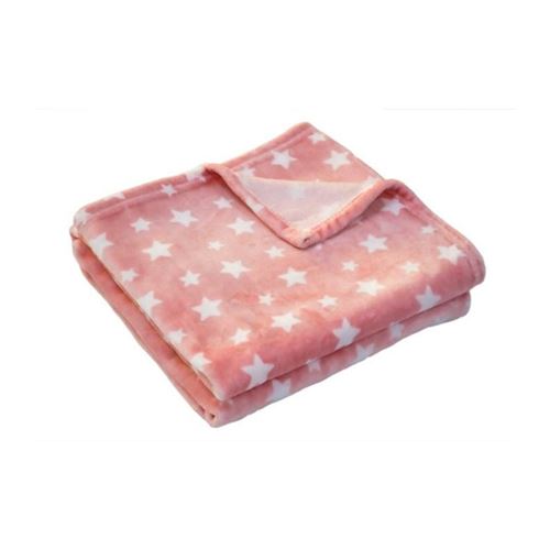 DOUX NID Couverture Microdoux Imprimée Etoiles - 75x100 cm - Peche