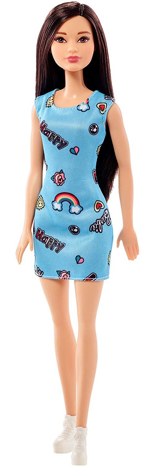 Barbie Chic poupée Brune avec Robe Bleue et Chaussures Blanches, Jouet pour Enfant, FJF16