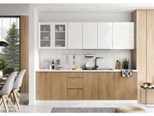 BOBOCHIC Cuisine complète BINAKA 260 cm Blanc brillant