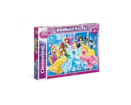 Puzzle 104 Pièces : Puzzle Brillant - Princesses Disney, Clementoni