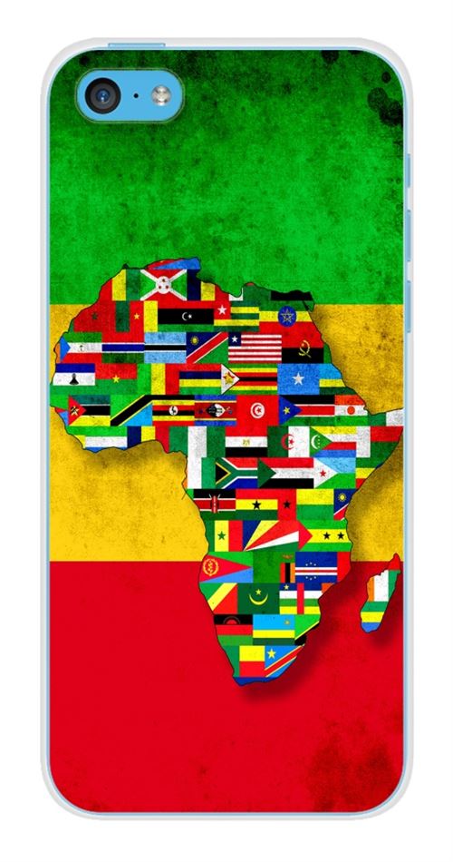 Coque en silicone imprimée compatible Apple iPhone 5C Drapeau Africa Unite