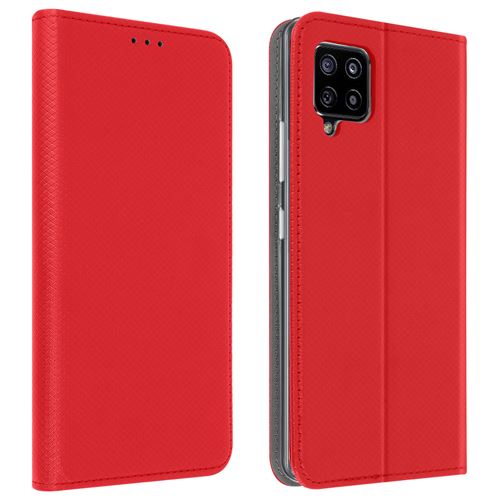 Avizar Étui pour Samsung Galaxy A42 5G Protection avec Porte-carte Fonction Support Rouge