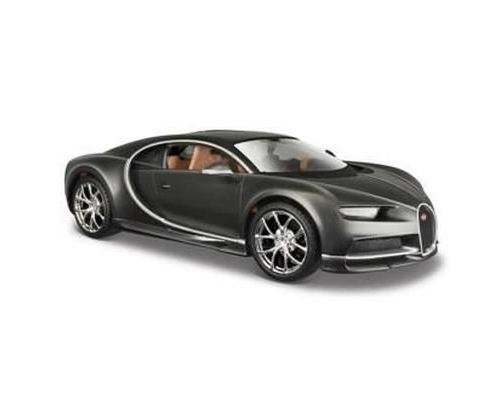Cette Bugatti Chiron (2016) Diecast Model Car est Metallic grise et features des roues qui fonctionnent et also opencouleurg