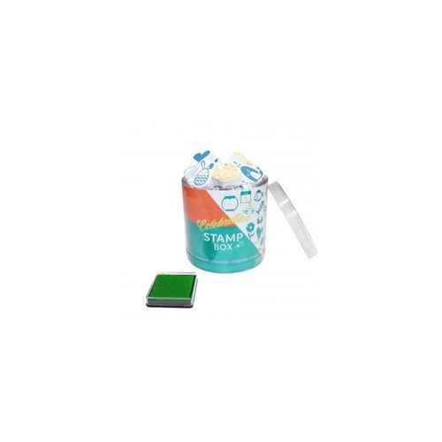 Boîte de 32 Mini Tampons 1,3mm - Encreur Vert - Thème Célébration - Assortiment de Tailles - Sodertex - L740101