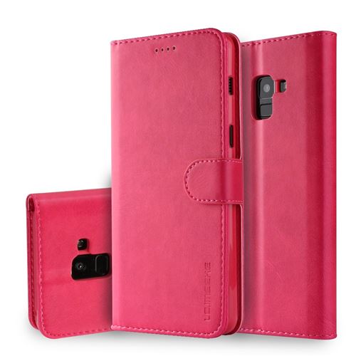 Etui en PU colorée en rose pour votre Samsung Galaxy A8 Plus (2018)