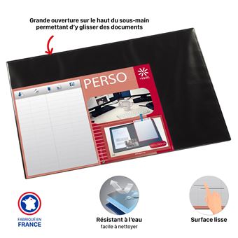 Sous main bureau personnalisable - Protection bureau Viquel Noir