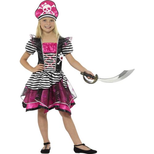 Smiffys 21981S Déguisement Enfant Fille Pirate Parfaite, Noir/Rose, Taille S