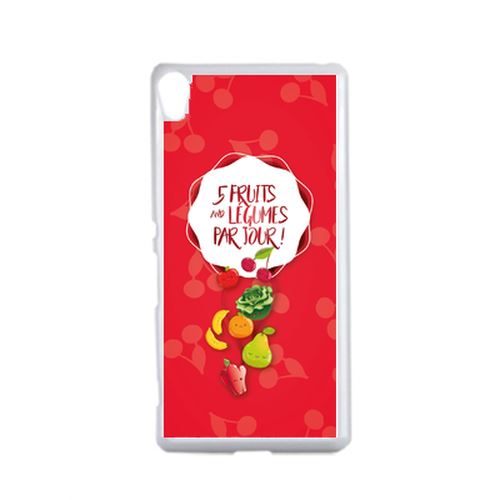 Coque 5 Fruits Et Legumes Fond Rouge Compatible Sony Xperia Xa Transparent