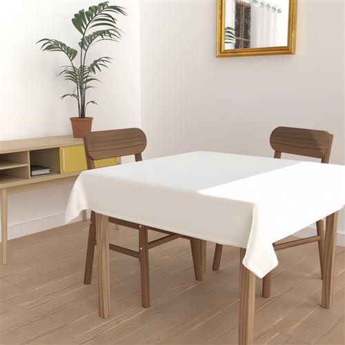 Soleil d'ocre 814237 alix nappe antitaches carré polyester blanc 180 x 180 cm