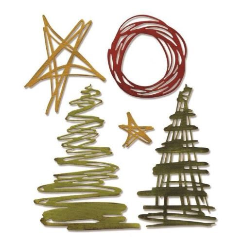 Sizzix matrice de découpe thinlits set 5 pieces - gribouillages festif par tim holtz siz660980