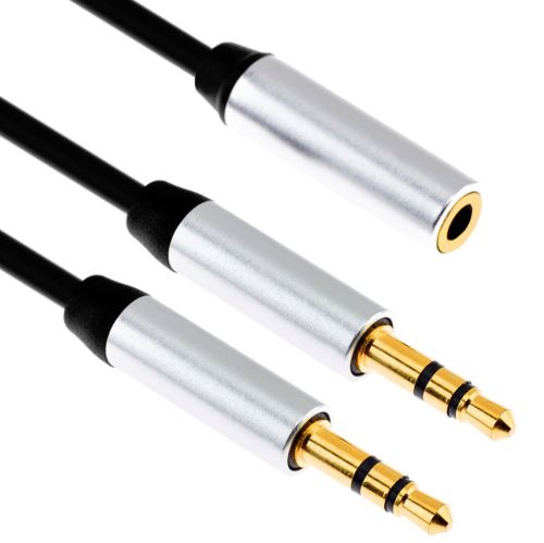 G-Shield 50cm Casque et Microphone Y Splitter Jack Câble Adaptateur Stéréo Audio 3,5mm 1x Femelle à 2x Mâle Séparées 0,5 Mètre Noir