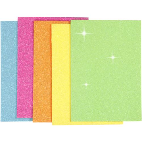 Creotime feuilles de mousse A5 auto-adhésives paillettes néon 5 pièces