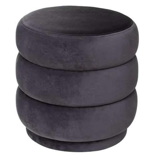 Non Communiqué Gris Pouf En Velours Sinan Atmosphera - Image 1
