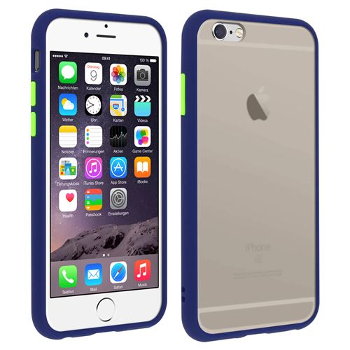 Coque pour iPhone 6 / 6S Dos Translucide Contour Coloré Mate Rigide Antichoc - Bleu Nuit