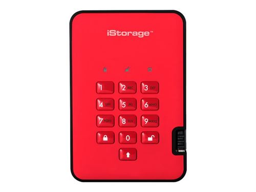iStorage diskAshur² - Vaste schijf - gecodeerd - 2 TB - extern (draagbaar) - USB 3.1 Gen 1 - 5400 tpm -buffer: 8 MB - 256-bits AES, FIPS 197 - vuurrood