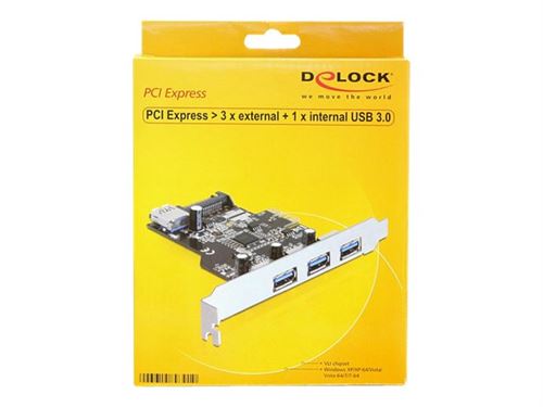 Delock Pci Express Card > 3 X External + 1 X Internal Usb 3.0 - Adaptateur Usb - Pcie 2.0 - Usb, Usb 2.0, Usb 3.0 - 4 Ports - Image 1
