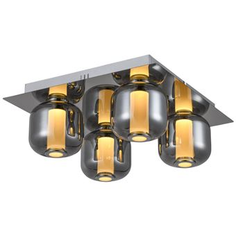 BRILLIANT Plafonnier LED Rafa 4 flammes chrome / verre fumé - 1